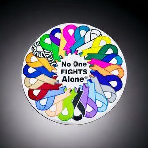 No One Fights Alone Ribbons for Cancer Awareness Badge/Button Pin